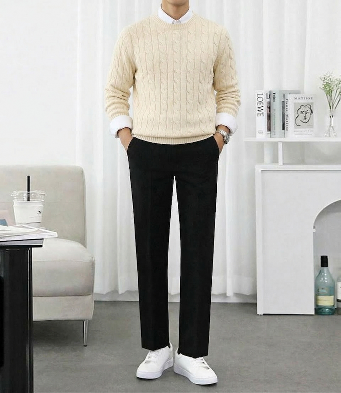 Derrick™ | Pull Élégant en Laine Beige