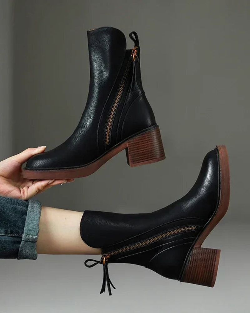 Valorine™ | Botte en cuir noire, élégante et intemporelle