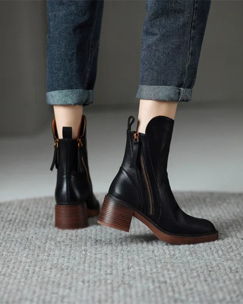 Valorine™ | Botte en cuir noire, élégante et intemporelle