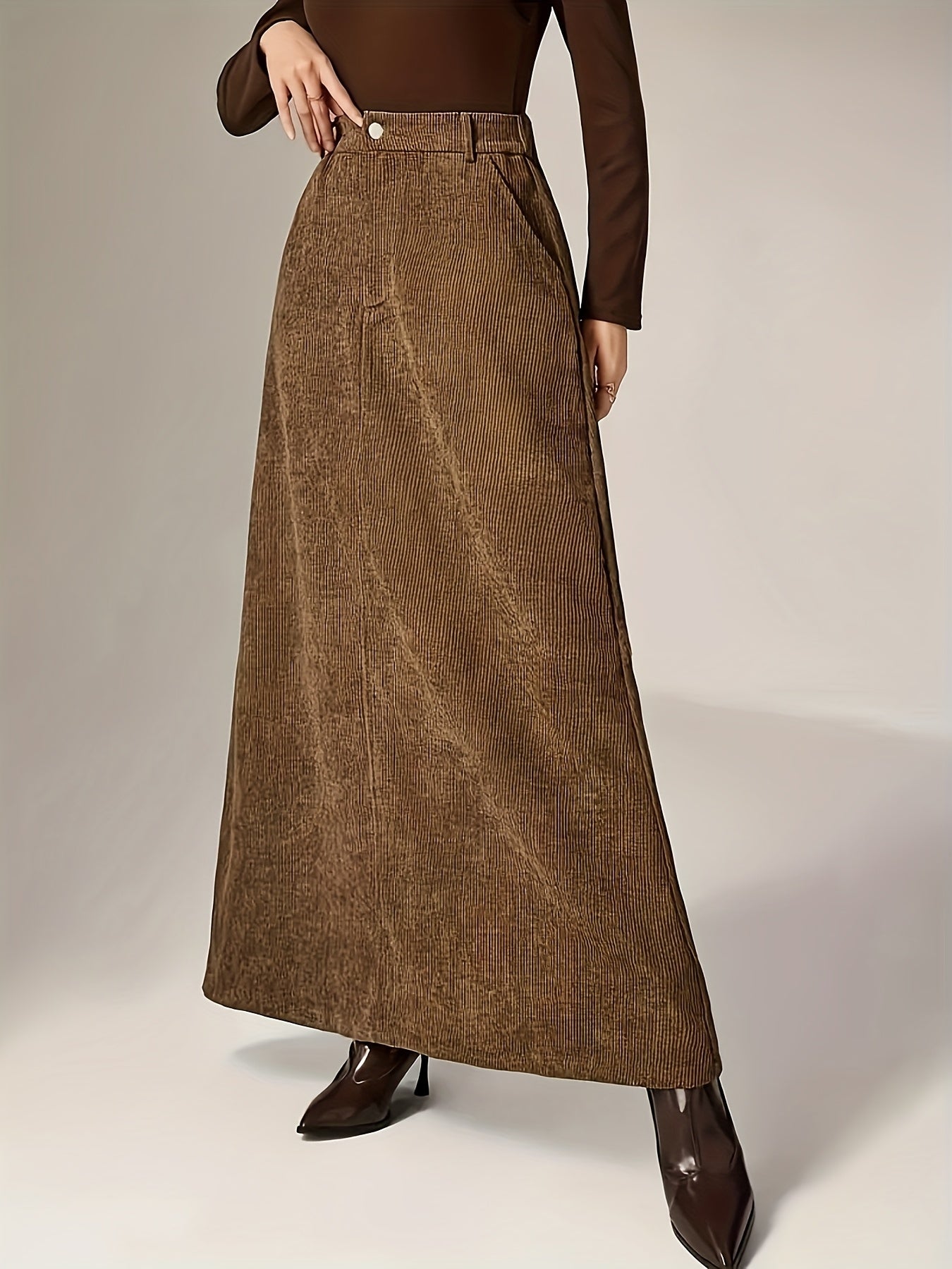 Silvia™ | Jupe Vintage Élégante en Velours Côtelé