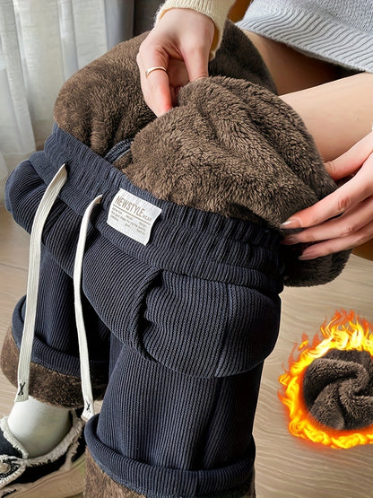 Cerelia™ | Pantalon large côtelé doublé polaire