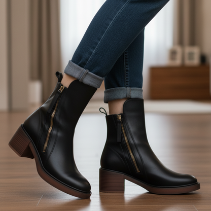 Valorine™ | Botte en cuir noire, élégante et intemporelle