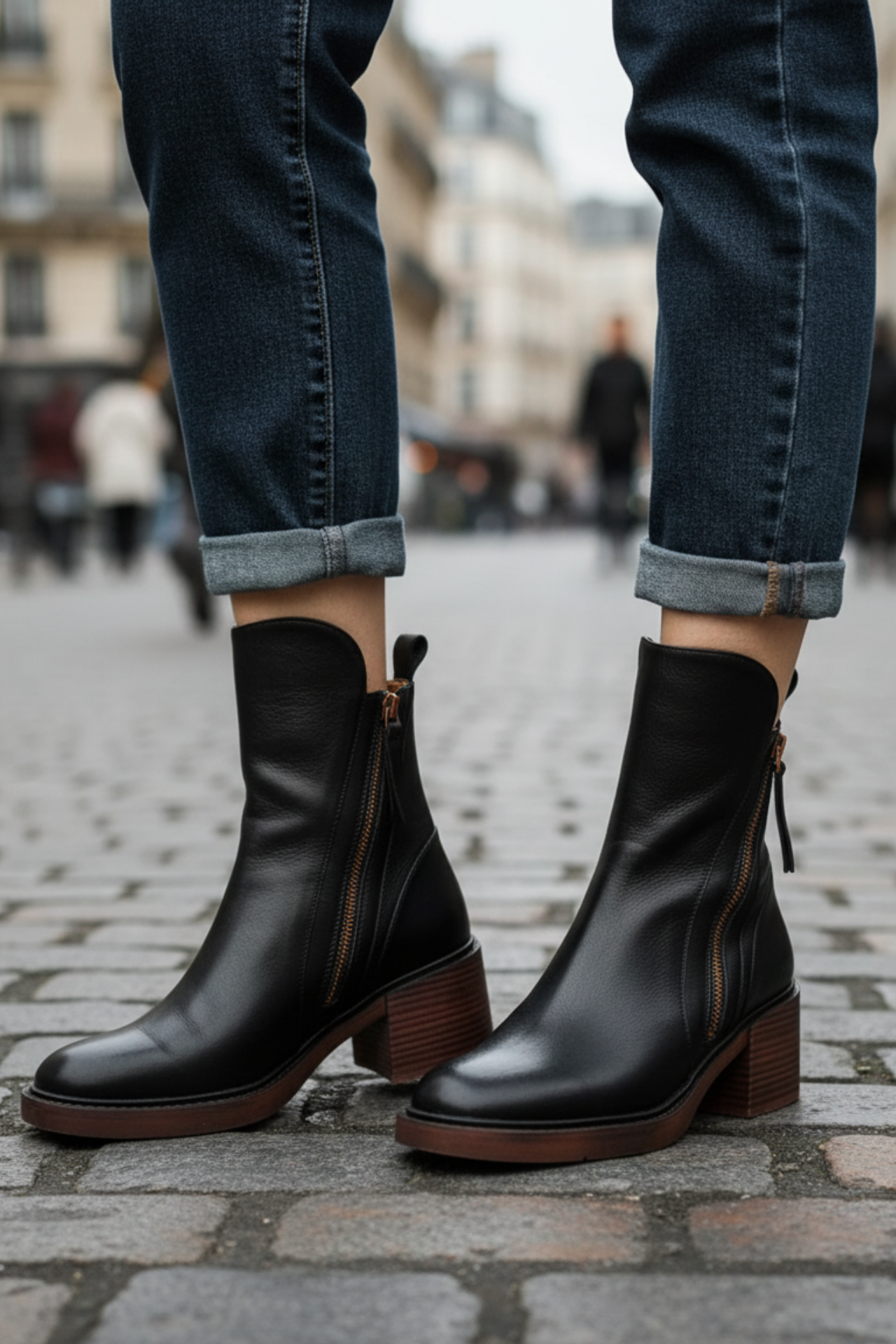 Valorine™ | Botte en cuir noire, élégante et intemporelle