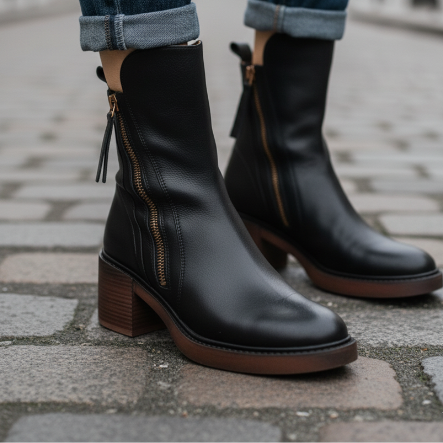 Valorine™ | Botte en cuir noire, élégante et intemporelle
