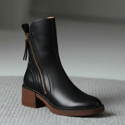 Valorine™ | Botte en cuir noire, élégante et intemporelle