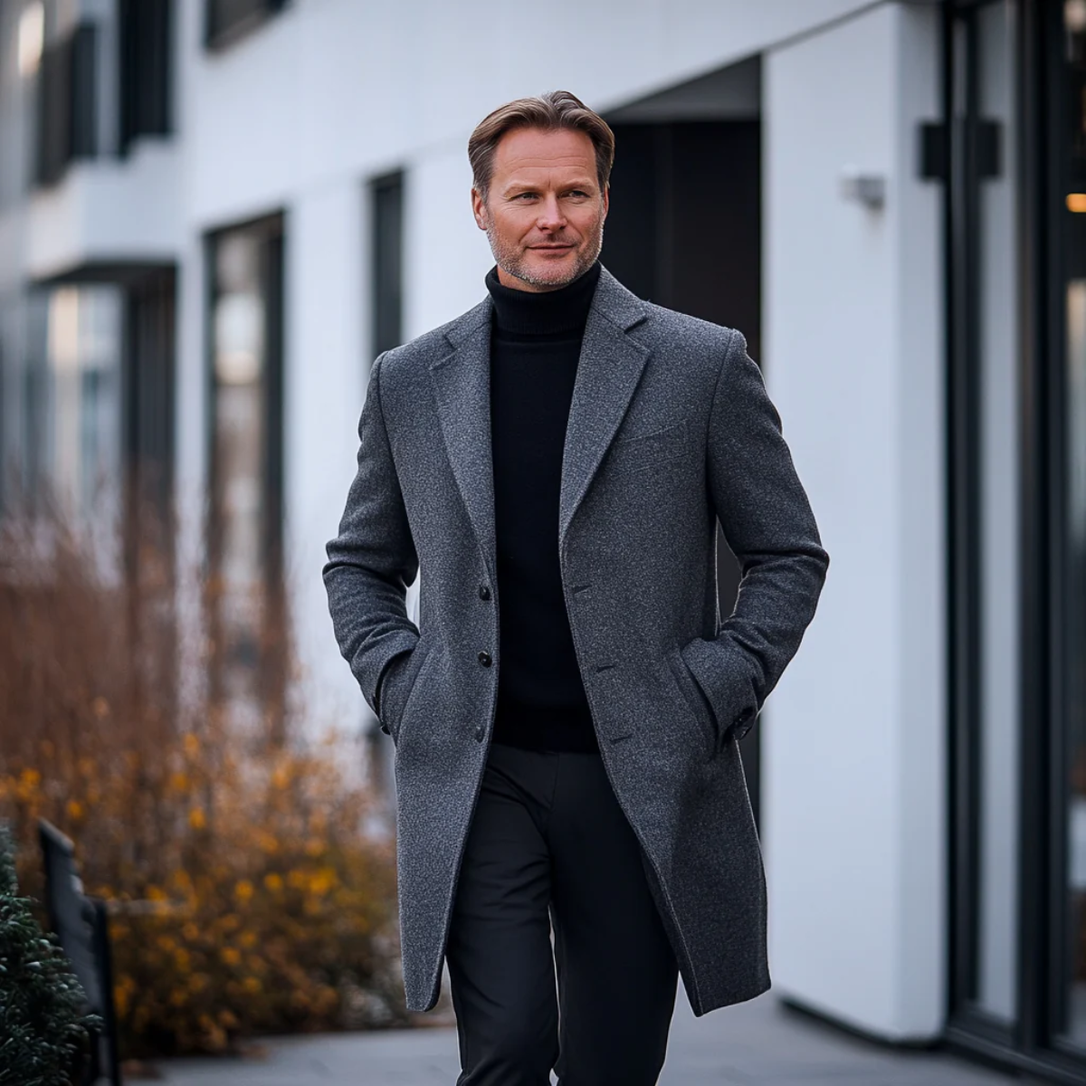 Dorchester™ | Manteau d’Hiver en Laine Gris Luxe