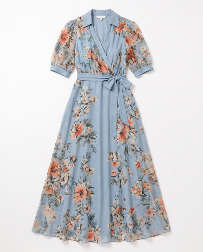 Elowen | Robe longue à col en V et imprimé floral