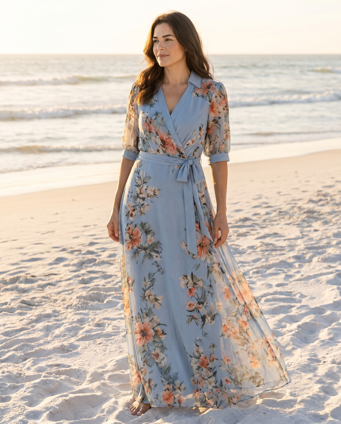 Elowen | Robe longue à col en V et imprimé floral