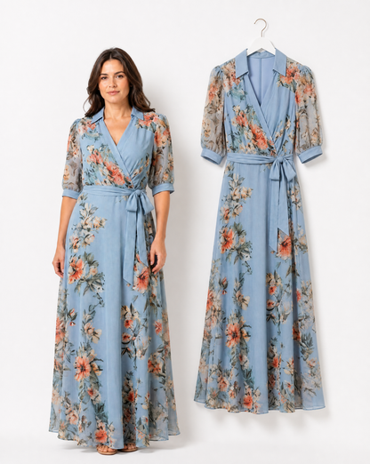 Elowen | Robe longue à col en V et imprimé floral