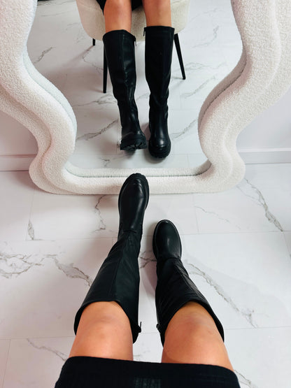 Anetta™ | Bottes hautes noires à semelle épaisse