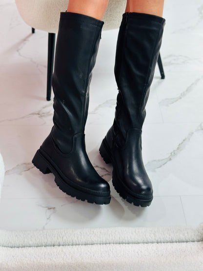 Anetta™ | Bottes hautes noires à semelle épaisse