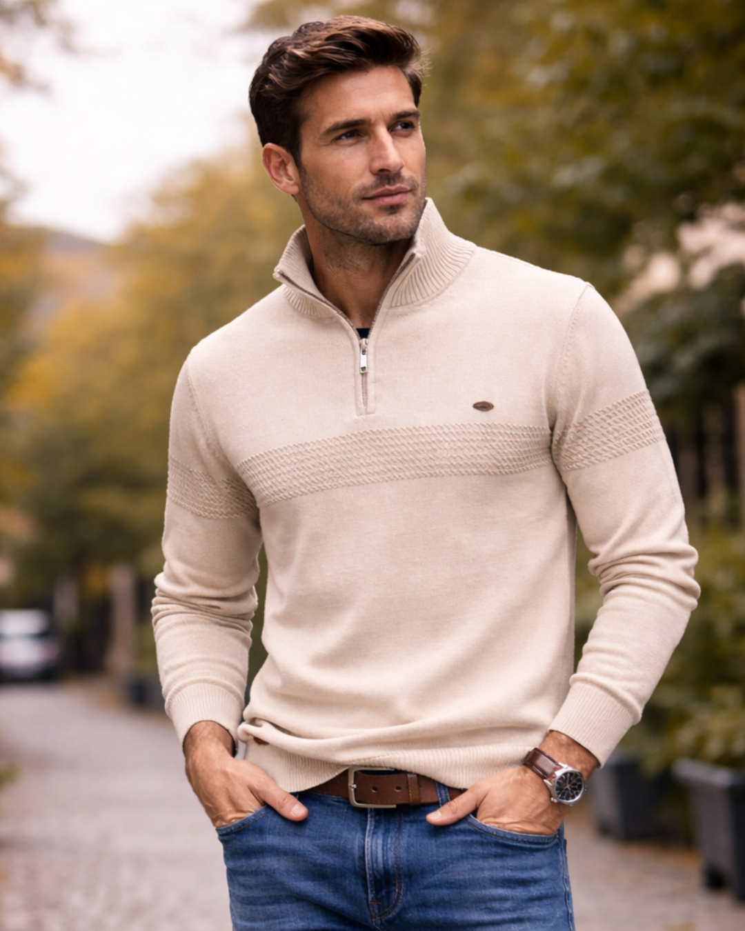 LYON™ |  PULL CLASSIQUE EN MAILLE DEMI-ZIP
