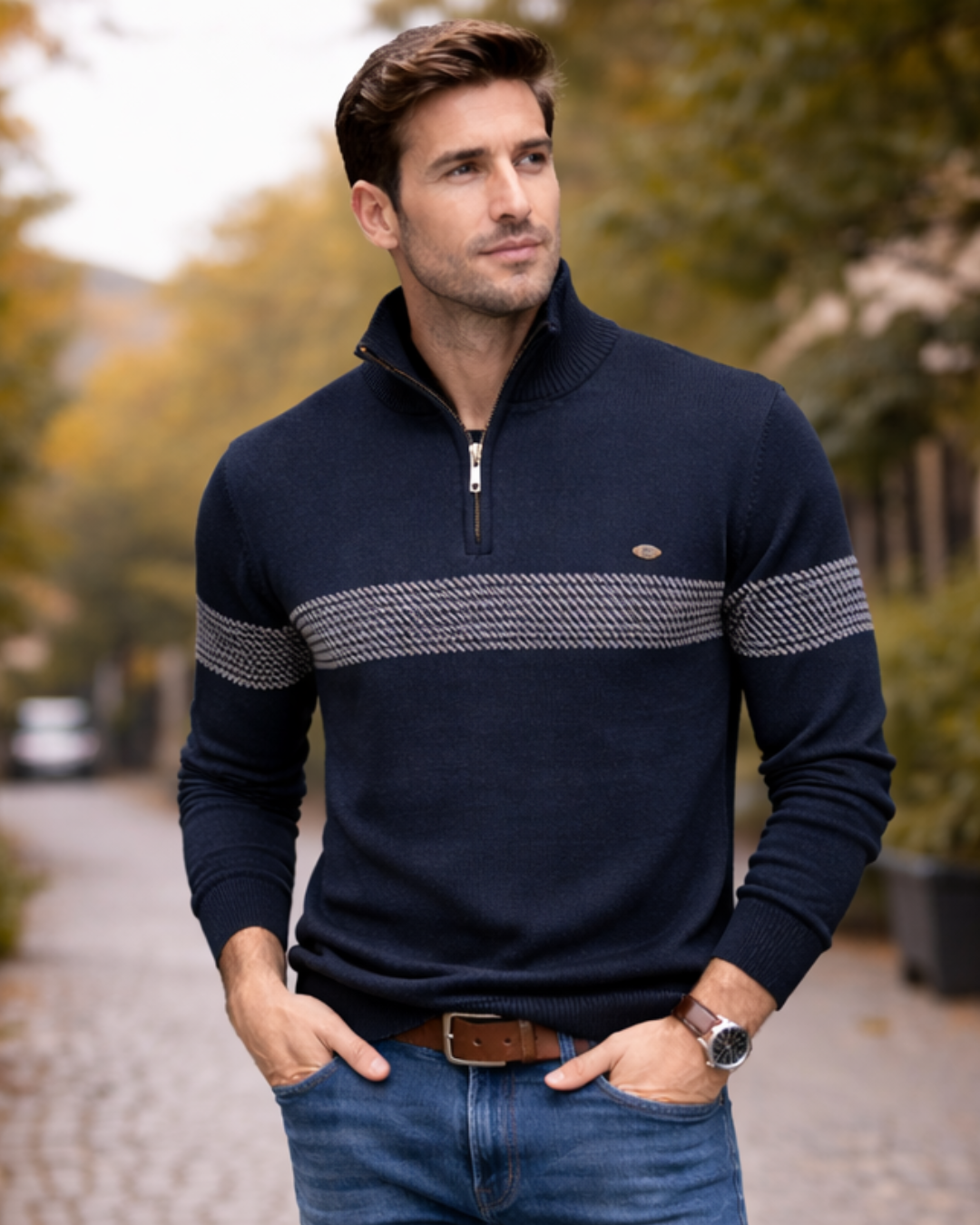 LYON™ |  PULL CLASSIQUE EN MAILLE DEMI-ZIP