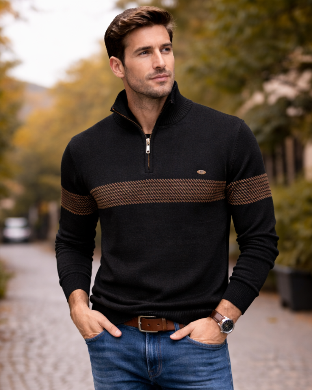 LYON™ |  PULL CLASSIQUE EN MAILLE DEMI-ZIP