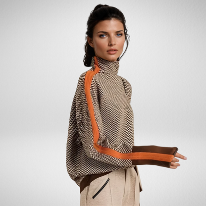 Clémence™ | Pull à col roulé à rayures contrastantes
