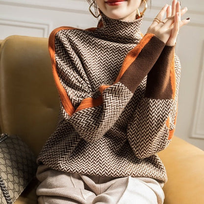 Clémence™ | Pull à col roulé à rayures contrastantes