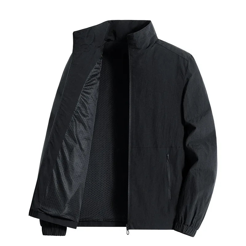 Amaury™ | Veste Coupe-Vent Noire avec Fermeture Éclair