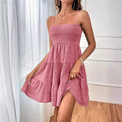 Robe bleue à bretelles fines pour femmes