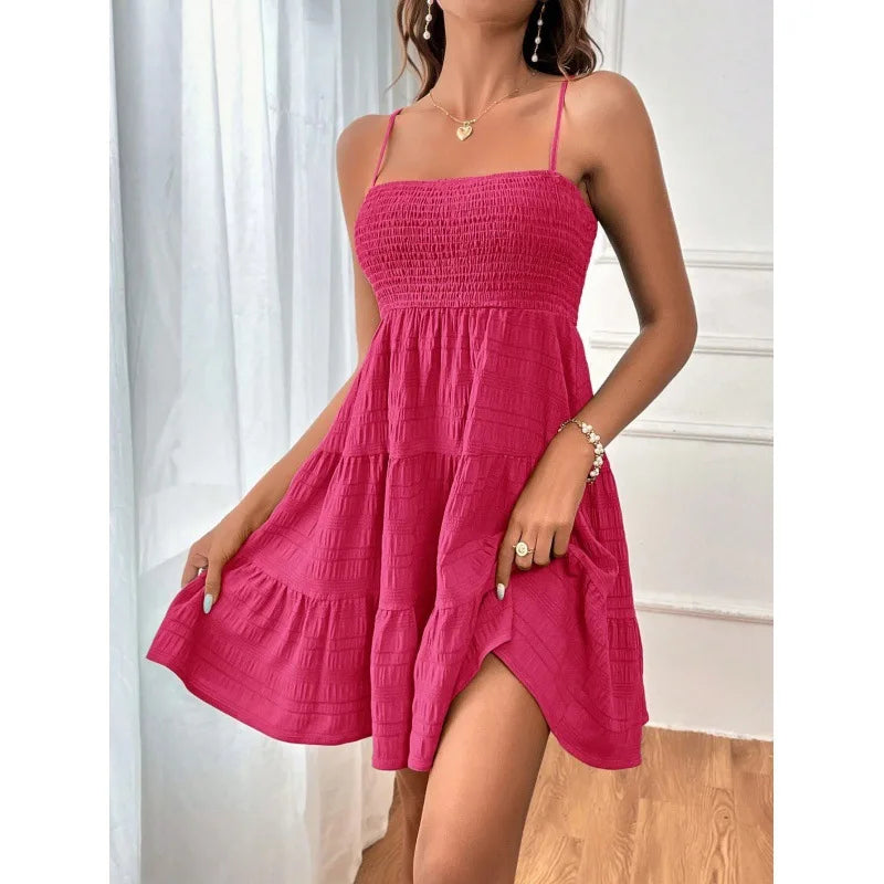 Robe bleue à bretelles fines pour femmes