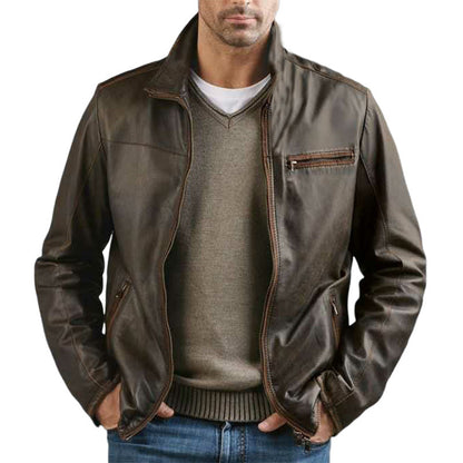 Henri™ | Veste en Cuir Classique Vintage Marron