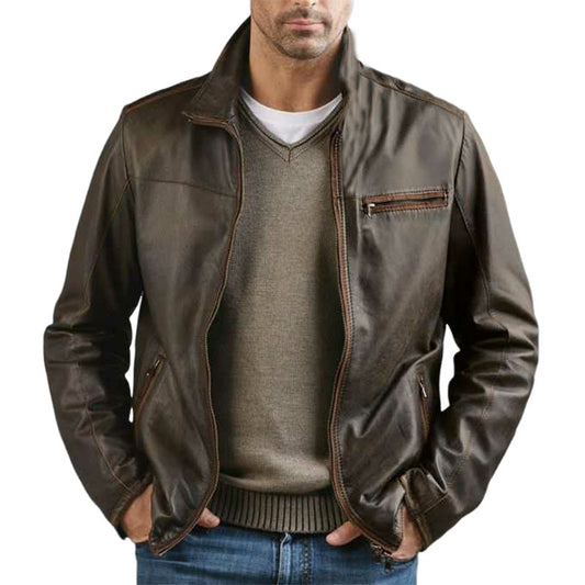 Henri™ | Veste en Cuir Classique Vintage Marron