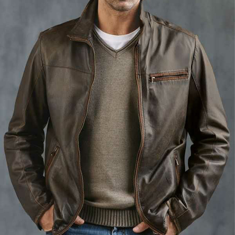 Henri™ | Veste en Cuir Classique Vintage Marron