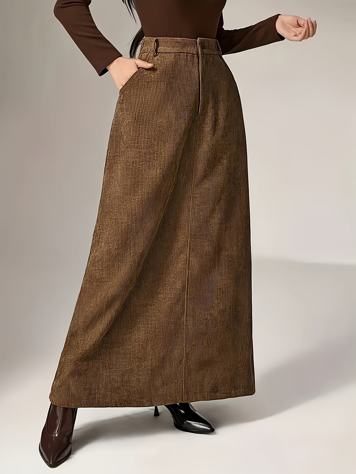 Silvia™ | Jupe Vintage Élégante en Velours Côtelé